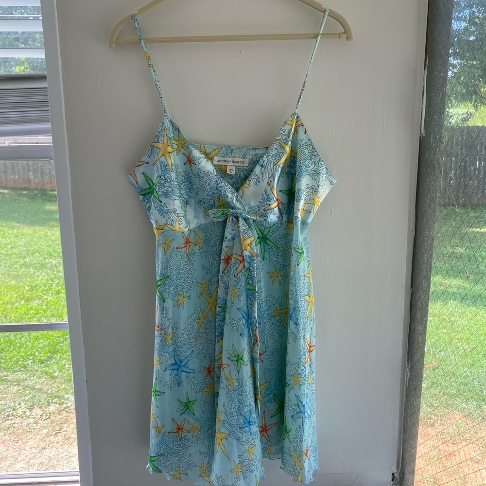 Victoria's Secret Blue Starfish Print Lingerie Nightgown